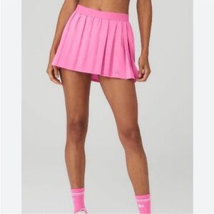 ALO Varsity Tennis Skirt w/shorts Pleated Paradise Pink XS Great Condition